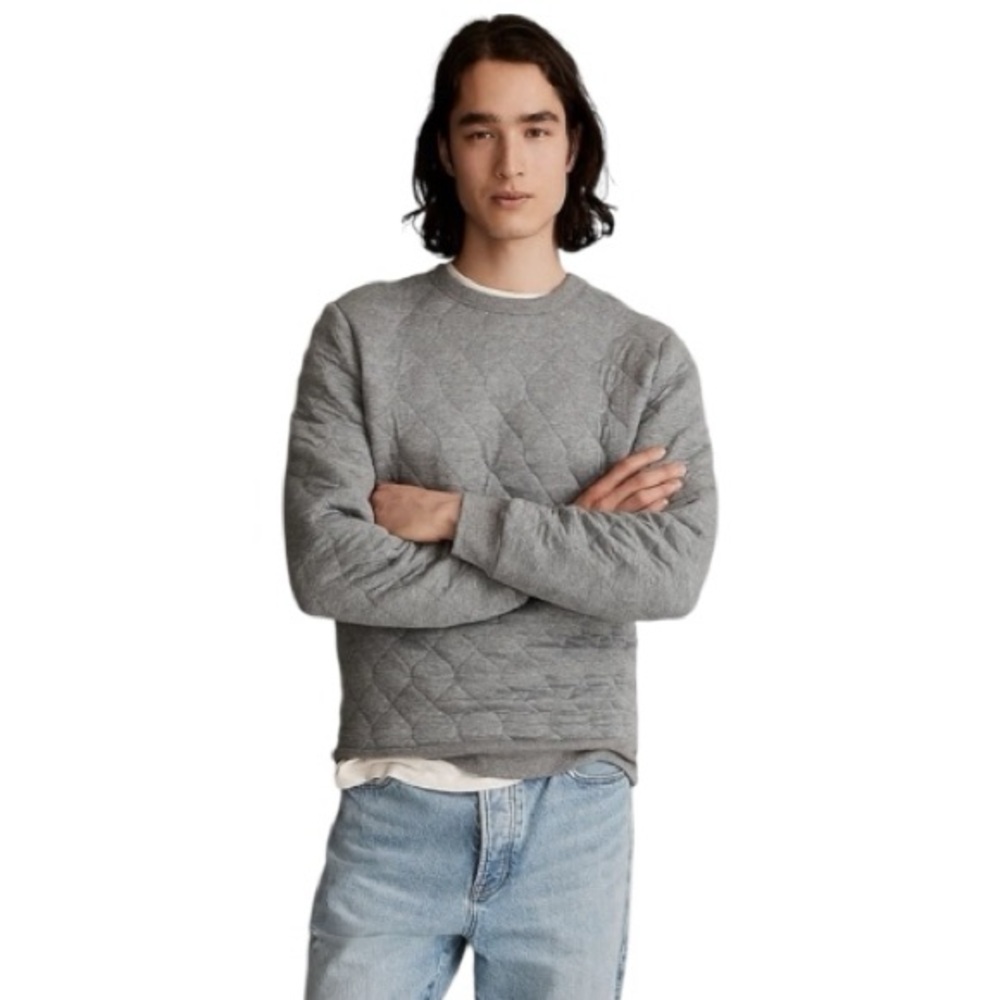 Madewell Gray Quilted Crewneck Sweater